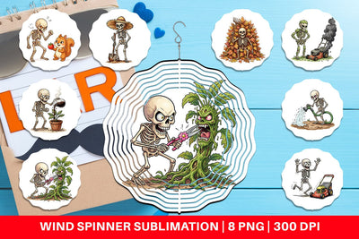 Wind Spinner Grumpy Garden Dad Bone Watercolor Sublimation artnoy 