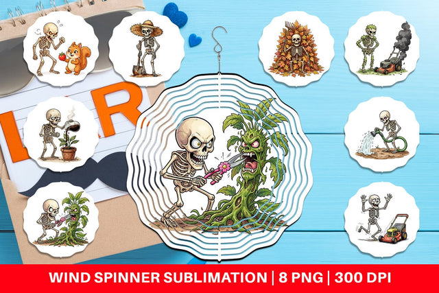 Wind Spinner Grumpy Garden Dad Bone Watercolor Sublimation artnoy 