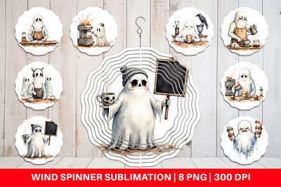 Wind Spinner Grumpy Ghost Barista Sublimation artnoy 