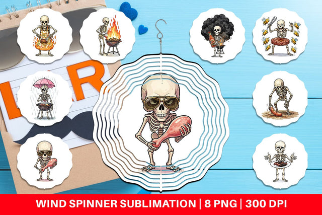 Wind Spinner Grumpy Grill Dad Bone Watercolor Sublimation artnoy 