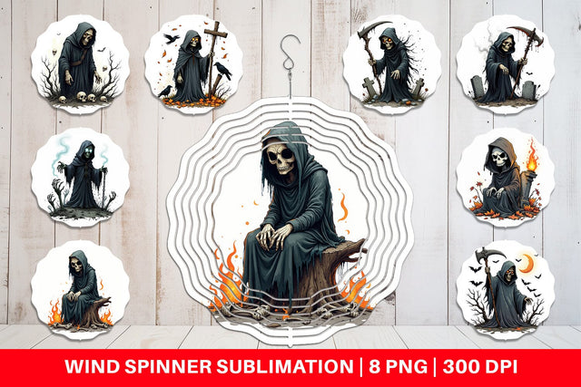 Wind Spinner Grumpy Grim Reaper Sublimation artnoy 