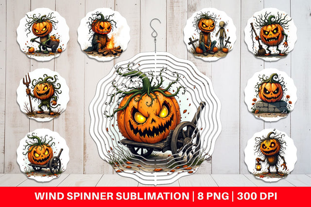 Wind Spinner Grumpy Jack o Lantern Sublimation artnoy 