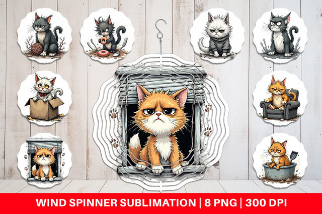 Wind Spinner Grumpy Kitty Sublimation artnoy 
