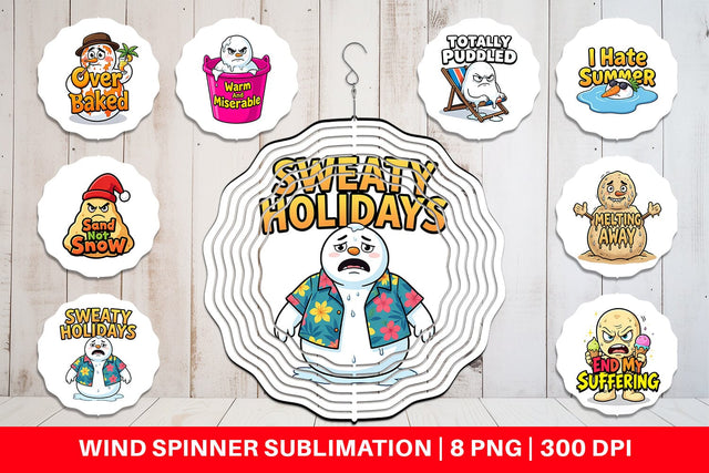 Wind Spinner Grumpy Melting Snowman Sarcastic Quotes Sublimation artnoy 