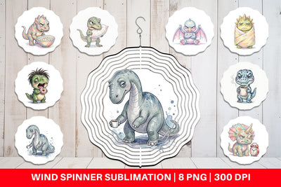 Wind Spinner Grumpy Monday Dino Sublimation artnoy 