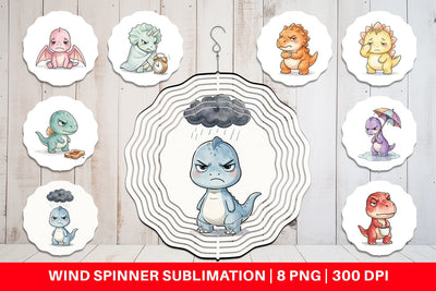 Wind Spinner Grumpy Morning Dinosaur Coffee Sublimation artnoy 