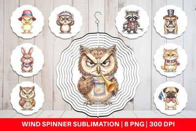 Wind Spinner Grumpy Patriotic Pets Ink Sublimation artnoy 
