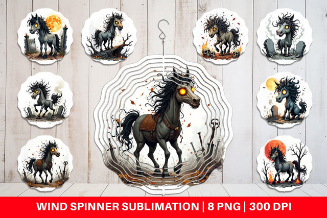 Wind Spinner Grumpy Phantom Horse Sublimation artnoy 