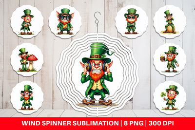 Wind Spinner Grumpy Retro Leprechaun Sublimation artnoy 