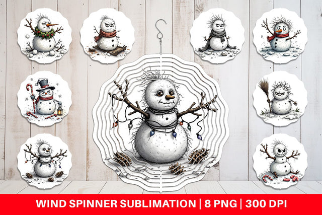 Wind Spinner Grumpy Snowman Sublimation artnoy 