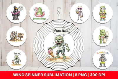 Wind Spinner Grumpy Summerween Monster Watercolor Sublimation artnoy 