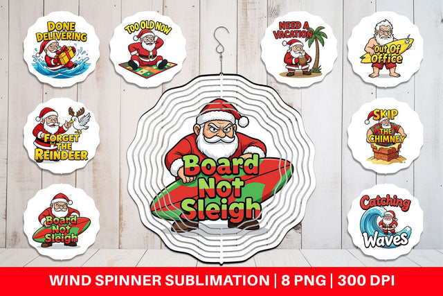 Wind Spinner Grumpy Surfer Santa Sarcastic Quotes Sublimation artnoy 