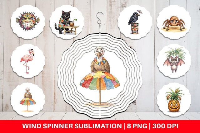Wind Spinner Grumpy Tropical Goth Animal Sublimation artnoy 