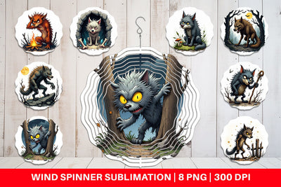 Wind Spinner Grumpy Werewolf Sublimation artnoy 