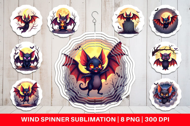 Wind Spinner Halloween Bat Flutter Sublimation artnoy 