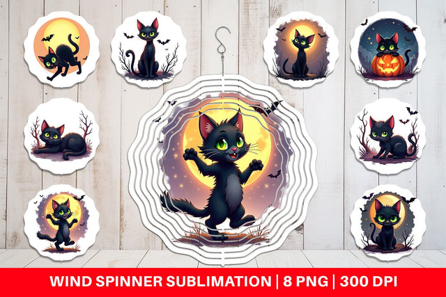 Wind Spinner Halloween Cat Glow Sublimation artnoy 