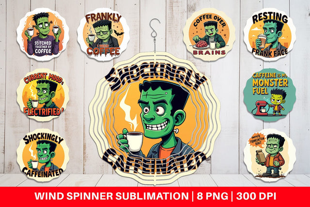 Wind Spinner Halloween Frankenstein Coffee Sublimation artnoy 