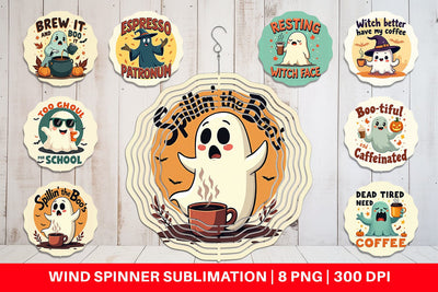 Wind Spinner Halloween Ghost Coffee Sublimation artnoy 