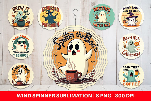 Wind Spinner Halloween Ghost Coffee Sublimation artnoy 