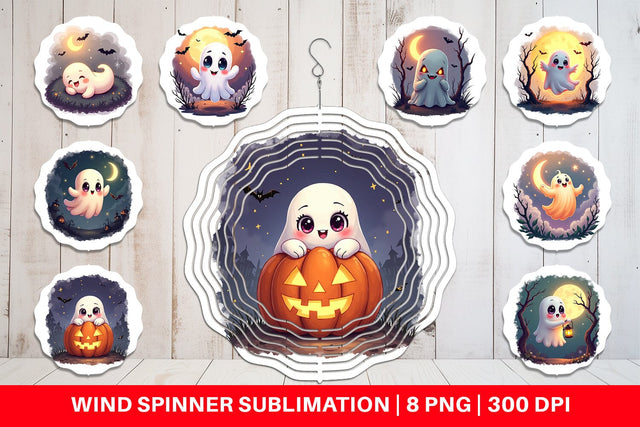Wind Spinner Halloween Ghostly Charm Sublimation artnoy 