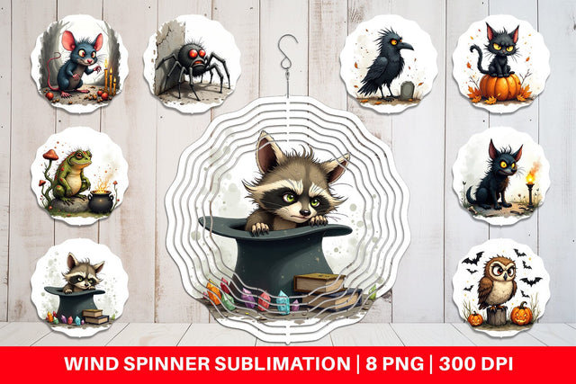 Wind Spinner Halloween Grumpy Critters Sublimation artnoy 