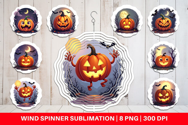 Wind Spinner Halloween Jack Lantern Sublimation artnoy 