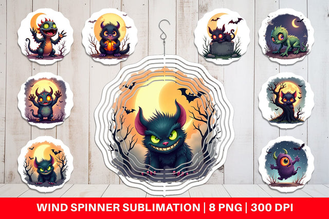 Wind Spinner Halloween Monster Creep Sublimation artnoy 