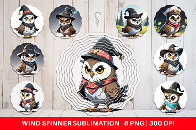 Wind Spinner Halloween Owl Sublimation artnoy 