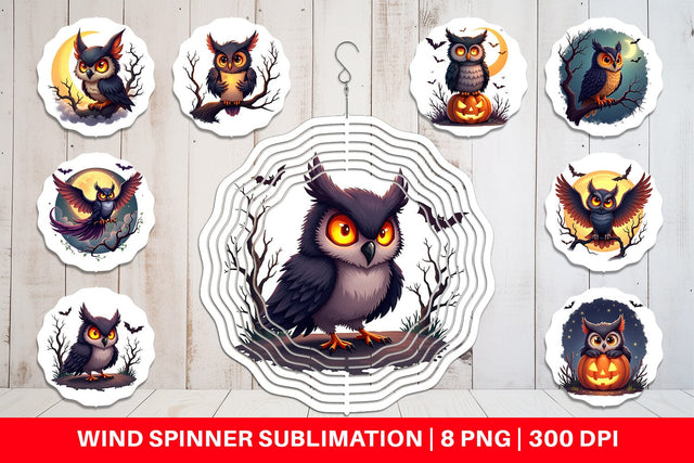 Wind Spinner Halloween Owl Whispers Sublimation artnoy 