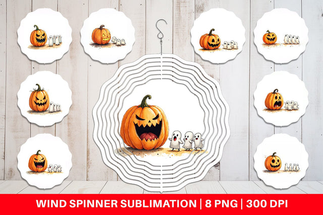 Wind Spinner Halloween Pumpkin Ghosts Sublimation artnoy 