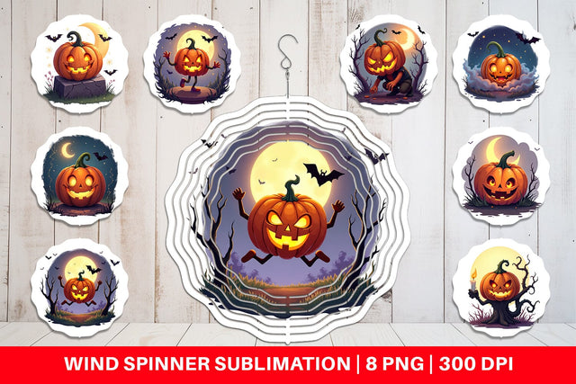 Wind Spinner Halloween Pumpkin Gleam Sublimation artnoy 