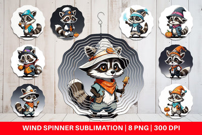 Wind Spinner Halloween Raccoon Sublimation artnoy 