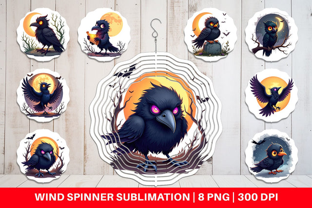Wind Spinner Halloween Raven Shadow Sublimation artnoy 