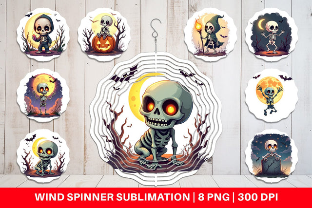 Wind Spinner Halloween Skeleton Dance Sublimation artnoy 