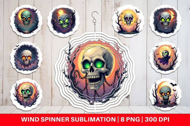 Wind Spinner Halloween Skull Glow Sublimation artnoy 