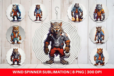 Wind Spinner Halloween Werewolf Sublimation artnoy 