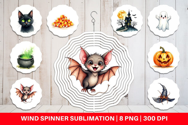 Wind Spinner Halloween Wonders Watercolor Sublimation artnoy 