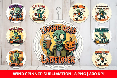 Wind Spinner Halloween Zombie Coffee Sublimation artnoy 