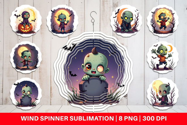 Wind Spinner Halloween Zombie Stumble Sublimation artnoy 