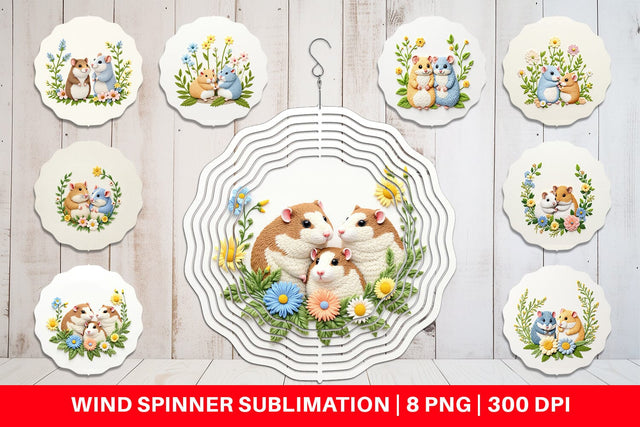 Wind Spinner Hamster Embroidery Sublimation artnoy 