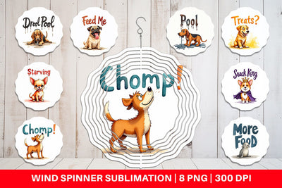 Wind Spinner Hangry Dog Food Lover Watercolor Sublimation artnoy 
