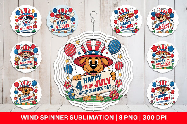 Wind Spinner Happy 4th of July Dog Sublimation artnoy 