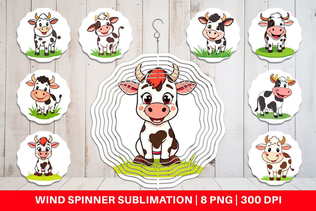 Wind Spinner Happy Cow Face Sublimation artnoy 