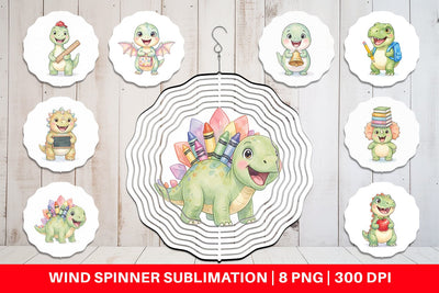 Wind Spinner Happy First Day School Dino Sublimation artnoy 
