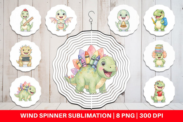 Wind Spinner Happy First Day School Dino Sublimation artnoy 