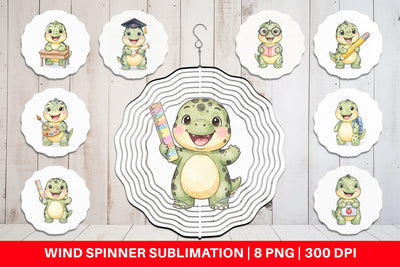 Wind Spinner Happy School Dino Pal Watercolor Sublimation artnoy 