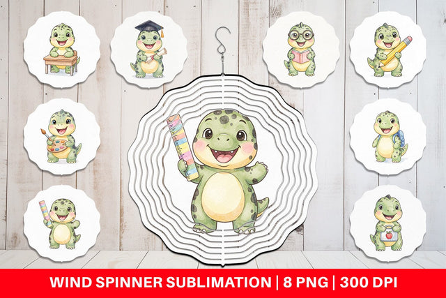 Wind Spinner Happy School Dino Pal Watercolor Sublimation artnoy 