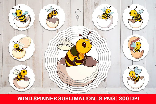 Wind Spinner Hatching Baby Bee Sublimation artnoy 