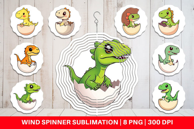 Wind Spinner Hatching Baby Dinosaur Sublimation artnoy 
