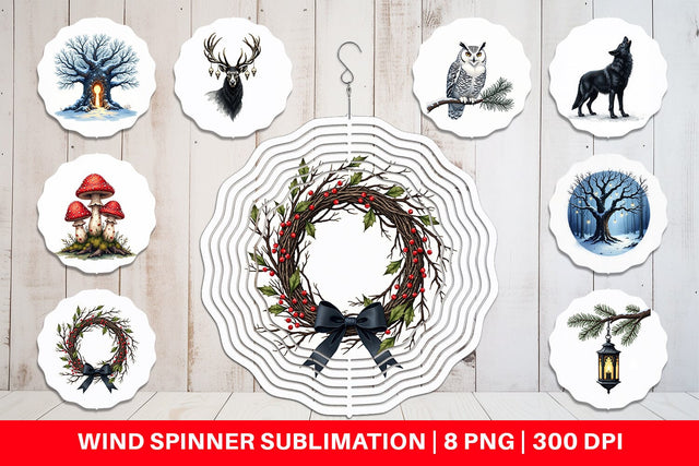 Wind Spinner Haunted Forest Gothic Christmas Sublimation artnoy 